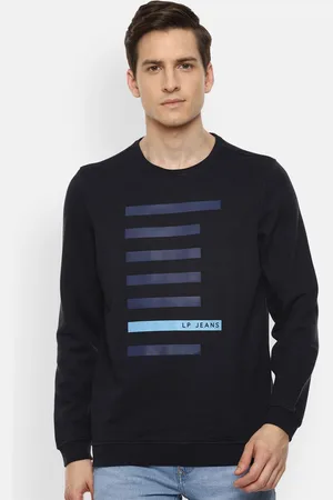 Louis Philippe Geometric Printed Pure Cotton Pullover Sweatshirt