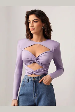 HERE&NOW Women Long Regular Sleeves Crop Top