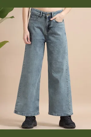 Mast & Harbour Women Comfort Wide Leg High-Rise Stretchable Jeans
