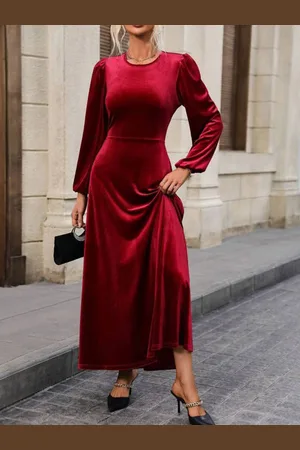 HERE&NOW Women Puff Sleeves Maxi Dress
