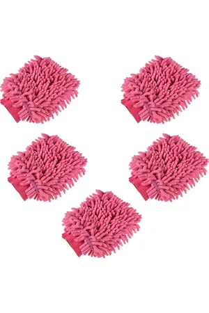 Kuber Industries Pink 5 Pieces Microfiber Hand Duster 50 GSM Gloves