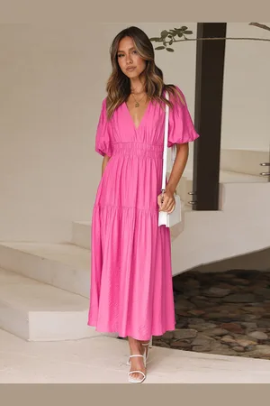 HERE&NOW Women Round Neck Flared Sleeve Maxi Dress