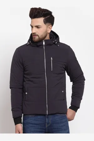 Red Tape Men Grey Solid Padded Jacket With Hood