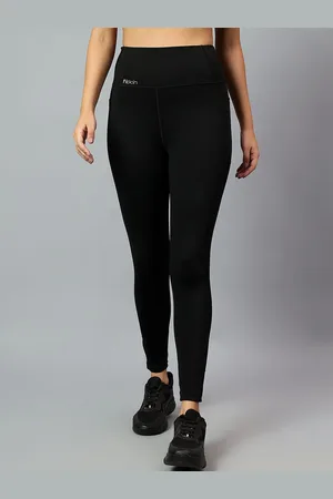 Fitkin Womens Black Side Stripe Biker Tights