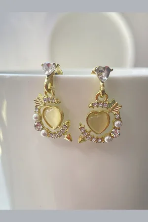 ISHKAARA Gold-Plated Stone Studded Contemporary Drop Earrings