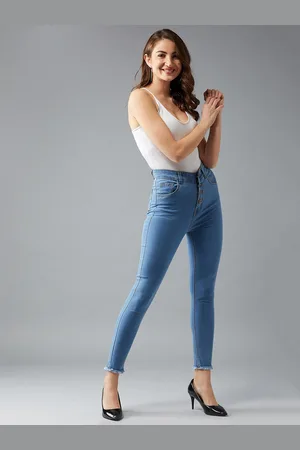 BAESD Women Skinny Fit High-Rise Light Fade Cotton Stretchable Jeans