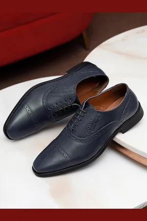 LOUIS STITCH Men Prussian Blue Premium Italian Leather Formal Oxford Shoes