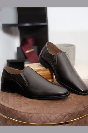 LOUIS STITCH Men Brunette Brown Premium Italian Leather Formal Slip-On Shoes