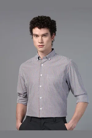 DON VINO Men Comfort Button-Down Collar Candy Striped Cotton Slim Fit Formal Shirt