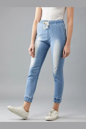 BAESD Women Mid Rise Clean Look Stretchable Denim Jogger Pants
