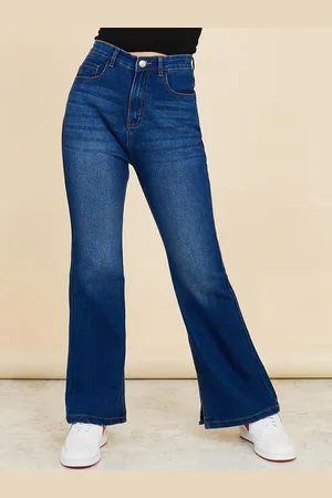 Styli Women High Rise Side Slits Boot Cut Jeans