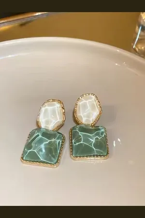 ISHKAARA Gold-Plated Crystals Studded Contemporary Drop Earrings