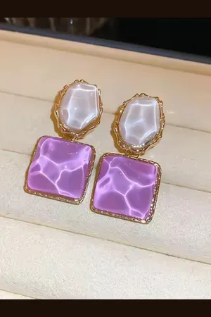 ISHKAARA Gold-Plated Crystals Studded Contemporary Drop Earrings