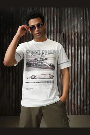 High Star Men Moto Racer Printed Regular Fit Cotton T-shirt