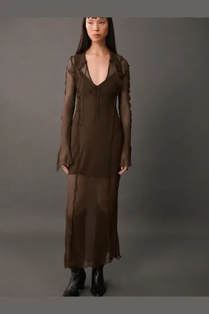 MANGO Sheer Maxi Dress with Camisole