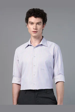DON VINO Men Comfort Cutaway Collar Vertical Striped Cotton Slim Fit Formal Shirt