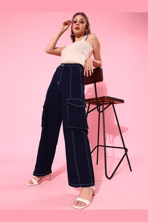 BAESD Women Wide Leg High Rise Clean Look Stretchable Jeans