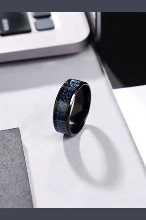 Yellow Chimes Men Blue Silver-Plated Finger Ring