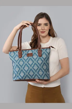 THE CLOWNFISH Percy Blue Ethnic Motifs Printed Structured Shoulder Bag with Tasselled
