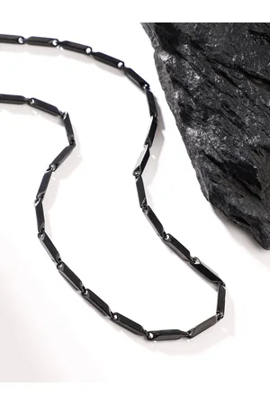 Yellow Chimes Men Black Stainless Steel Rice Chain Pendant