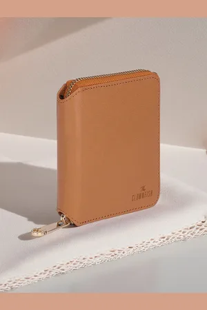 THE CLOWNFISH Zia Brown Leather Zip Around Wallet