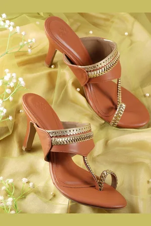 House of Pataudi Open Toe Woven Design Slim Heels