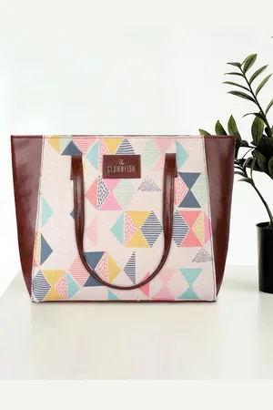 THE CLOWNFISH Valentine Geometric Printed Structured Tote Bag