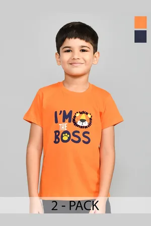 LUX Cozi Boys Pack Of 2 Typography Printed Cotton T-shirt
