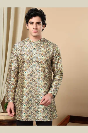 TATTVA Mandarin Collar Geometric Printed Straight Kurta