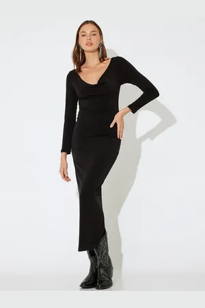 Koton Solid V-Neck Bodycon Dress