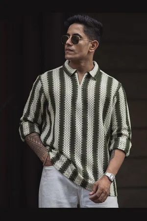 Powerlook Men Striped Polo Collar Relaxed Fit T-shirt