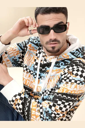WROGN Men Checked Hooded Pullover Cotton Sweatshirt