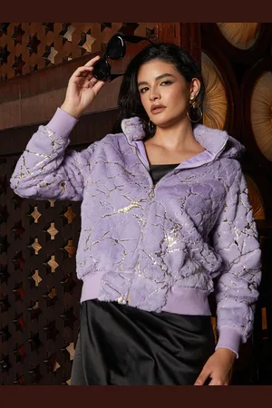 Campus Women Hooded Self Design Casual Bomber Jacket