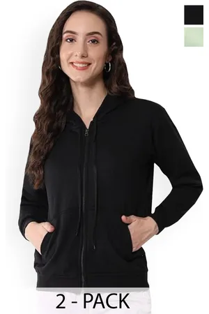 Funday Fashion Women Pack Of 2 Hooded Solid Fleece Casual Open Front Jackets