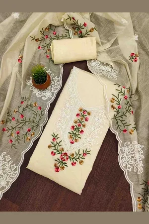 MANVAA Ethnic Motifs Embellished Sequinned Unstitched Dress Material