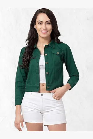 Funday Fashion Women Spread Collar Solid Cotton Casual Denim Jacket