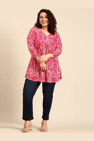 The Pink Moon Women Abstract Printed V-Neck Tunic