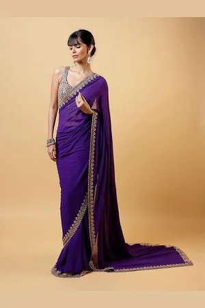 Trendmalls Sequinned Pure Georgette Saree