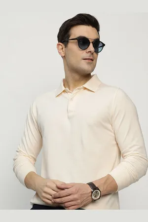 HANCOCK Men Solid Polo Collar Pure Cotton Slim Fit T-shirt