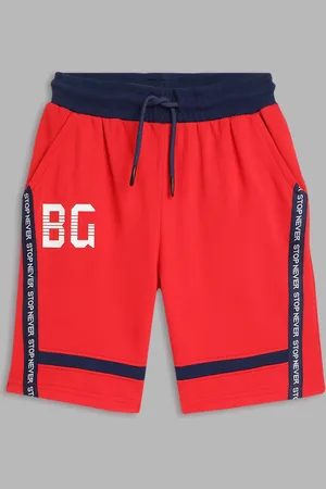 Blue Giraffe Boys Pure Cotton Mid-Rise Typography Printed Shorts