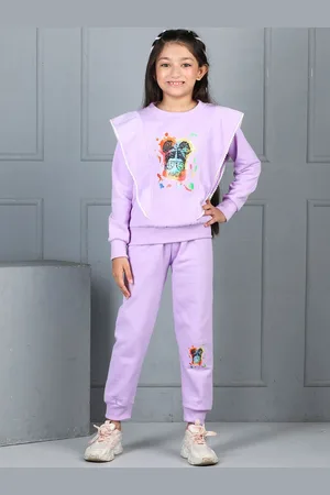 Cutiekins Girls Pure Cotton Printed Sweatshirt & Joggers Clothing Set