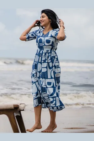Hay Women Abstract Printed Liva Fit & Flare Dress