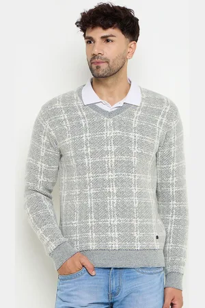 Duke Men Self Design Checked Long Sleeves Pullover Sweater