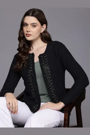 Cayman Women Woollen Cardigan with Embellished Detail