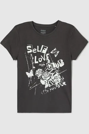 Max Collection Girls Graphic Printed Round Neck Cotton T-shirt