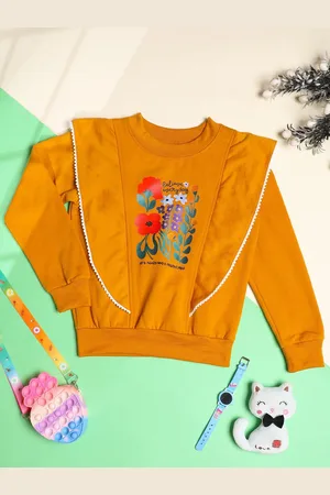 Cutiekins Girls Floral Printed Pullover Sweatshirt
