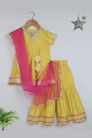 The Magic Wand Girls Gotta Patti A Line Kurta with Pyjamas & With Dupatta
