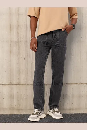 Kook N Keech Men Vintage Vibes Panelled High-Rise Non-Stretchable Straight Fit Jeans