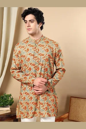 TATTVA Mandarin Collar Paisley Printed Straight Kurta