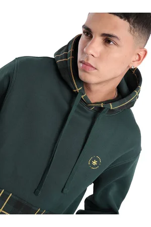 WROGN Men Cotton Green Printed Long Sleeves Pullover Hooded Neck Sweatshirt